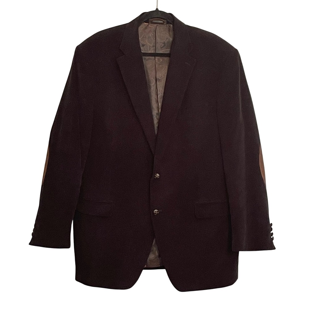 Lauren Ralph Lauren Mens Corduroy Blazer Black Elbow Patches Sport Coat 44R